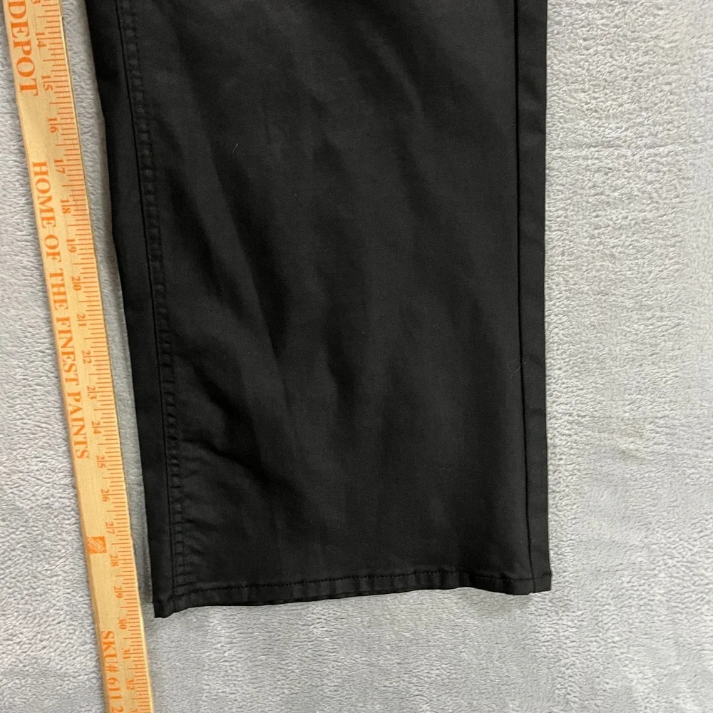 OAT New York High Rise Wide Leg Pants 10 30 Black Coated Stretch Grunge Goth Y2K